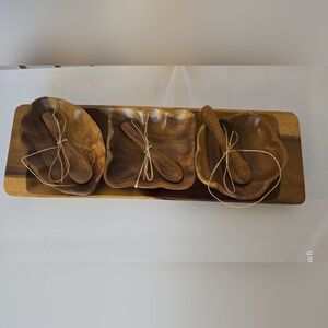 Elegant Wooden Dining Set 7 Piece Set With Serving Tray And Utensils